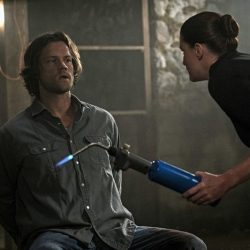 Supernatural -- "Keep Calm and Carry On" -- SN1201b_0218.jpg -- Pictured (L-R): Jared Padalecki as Sam and Bronagh Waugh as Ms. Watt -- Photo: Katie Yu/The CW -- ÃÂ© 2016 The CW Network, LLC. All Rights Reserved